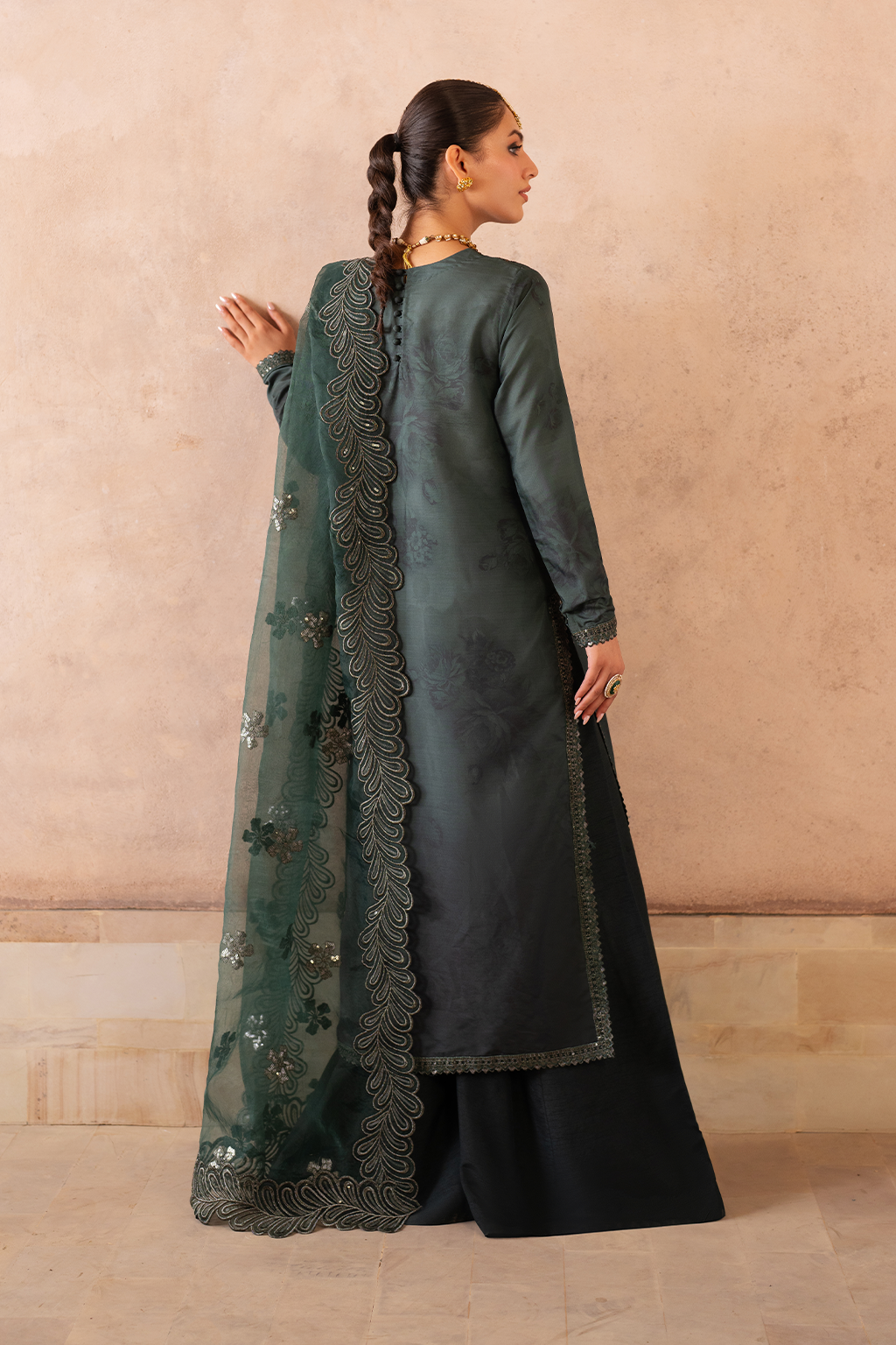 UE-324 Embroidered Raw Silk