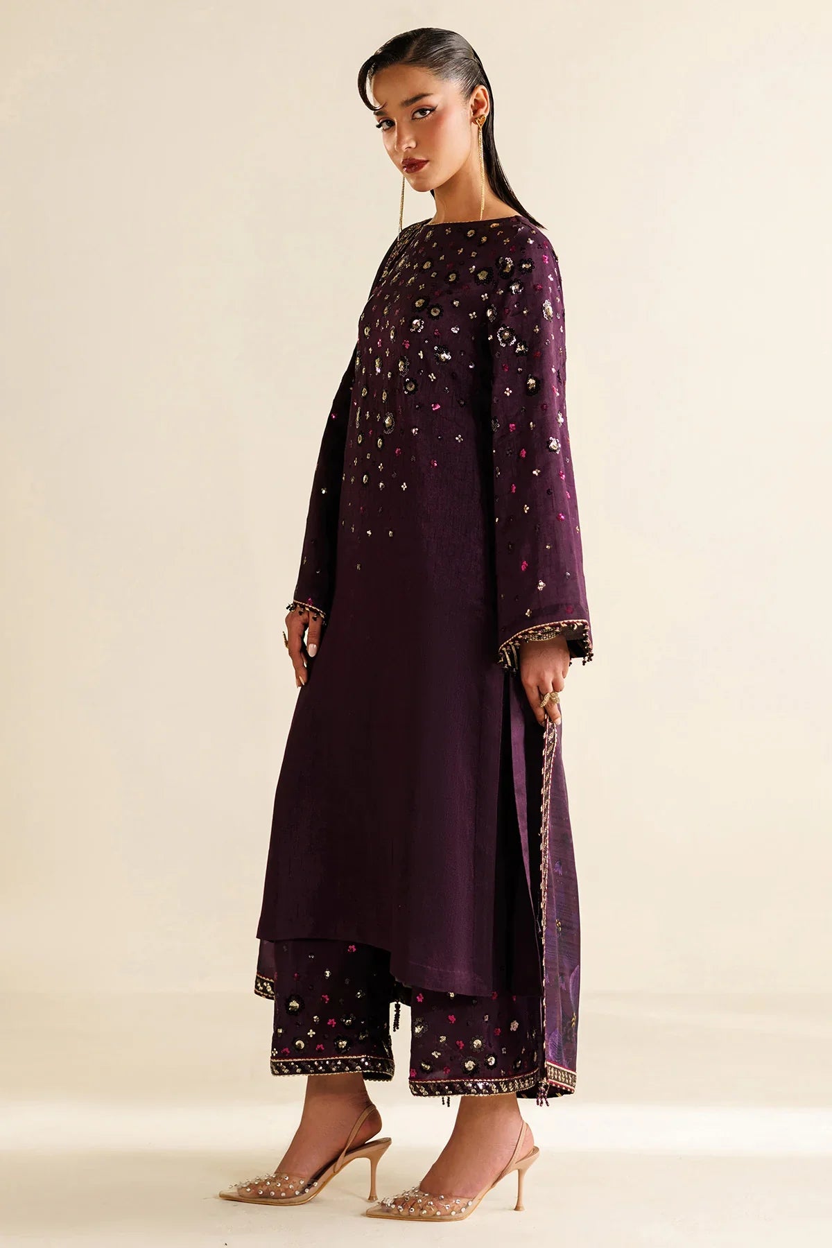 EMBROIDERED RAW SILK UR-7063