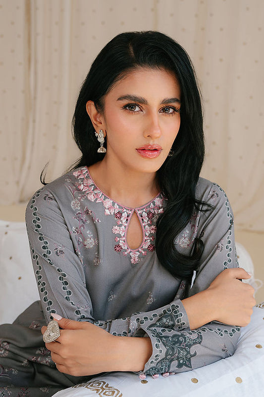 CHARCOAL DUST-2PC LINEN PRINTED SUIT