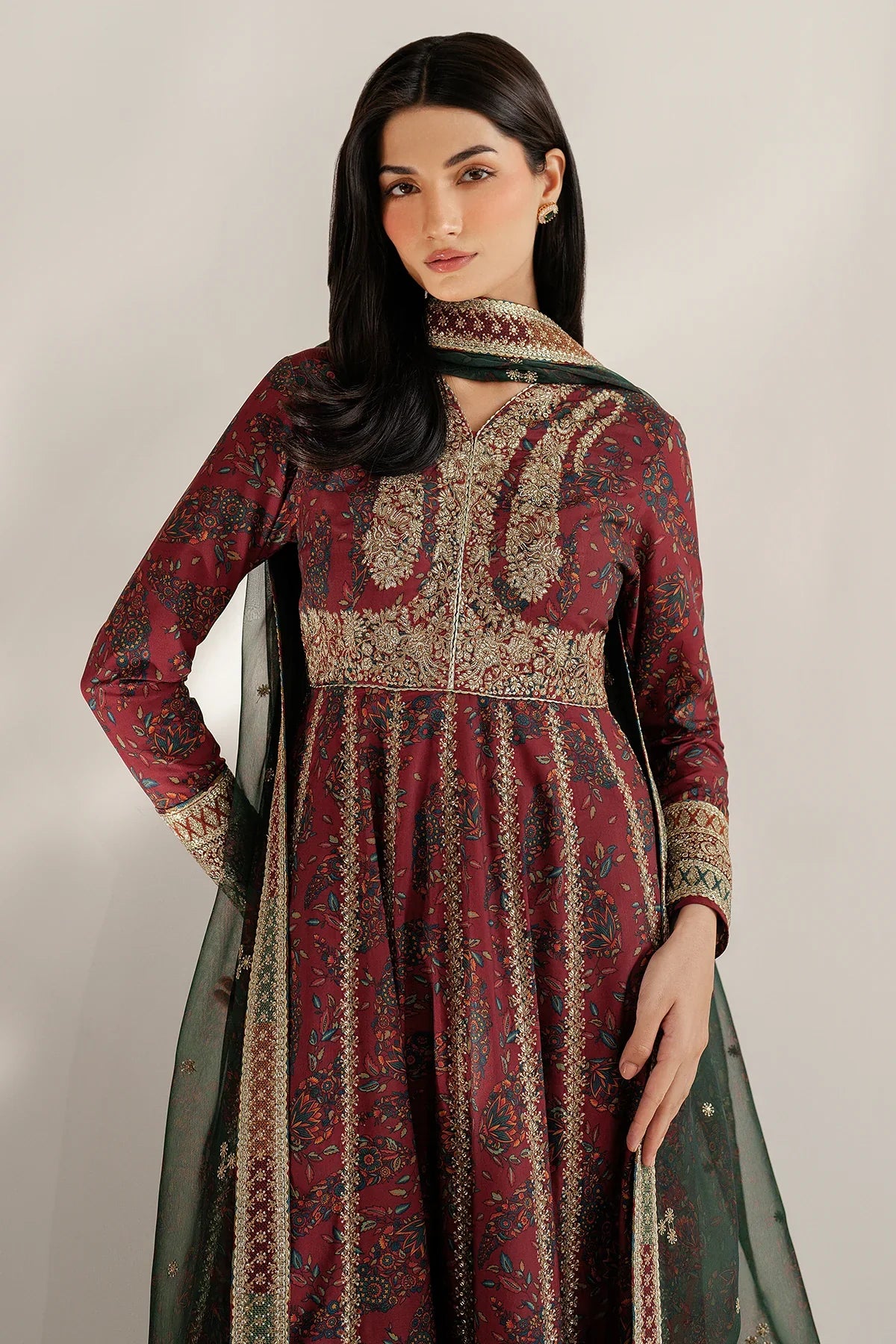 EMBROIDERED RAW SILK UR-7055