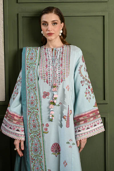 ICE BLUE LUXURY EMBROIDERED KARANDI SET (NEL-25634)