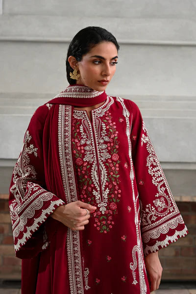 DORI DEEP RED LUXURY EMBROIDERED KARANDI SET (NEL-25629)
