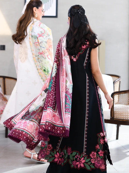 BLACK LUXURY EMBROIDERED LAWN 3PCS SET (NEL-26611)