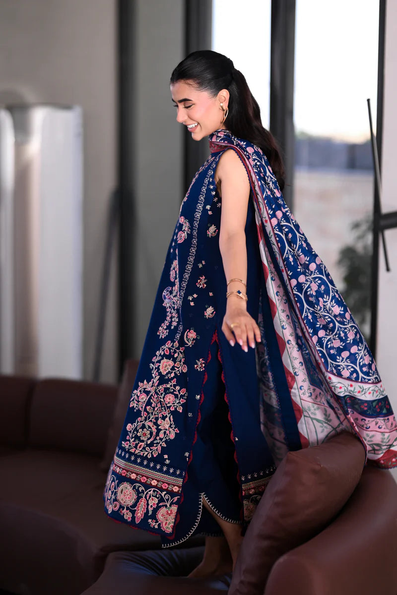 MIDNIGHT SAPPHIRE LUXURY EMBROIDERED LAWN SET(NEL-26605)