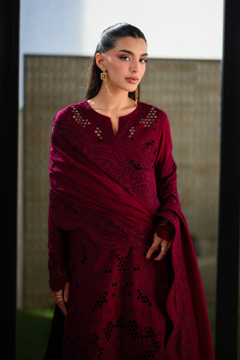 MAROON LUXURY EMBROIDERED LAWN (NEL-26601)