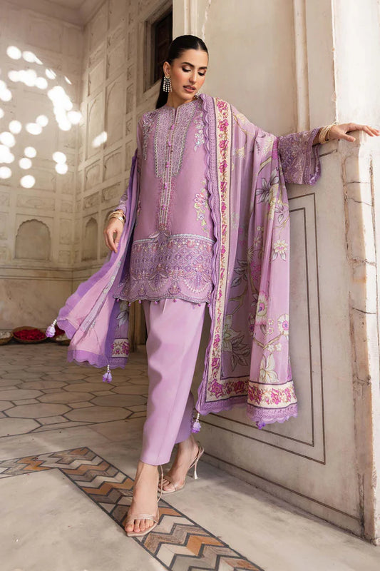 3 Pc Unstitched Embroidered Silk Cotton Net Suit