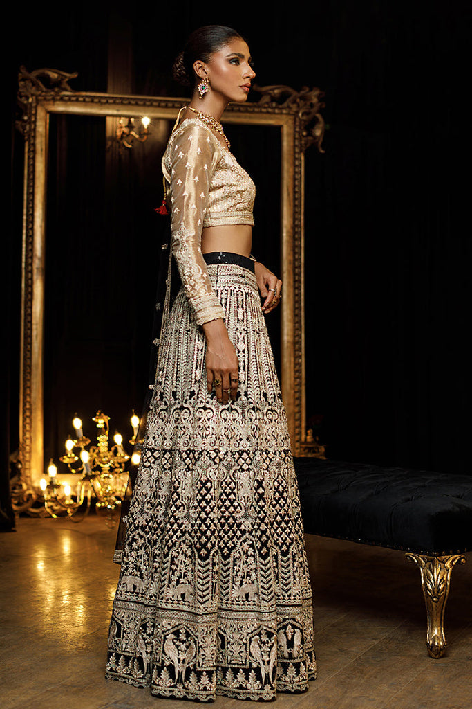 EMBROIDERED BLOUSE WITH LEHENGA Design Code: 8064