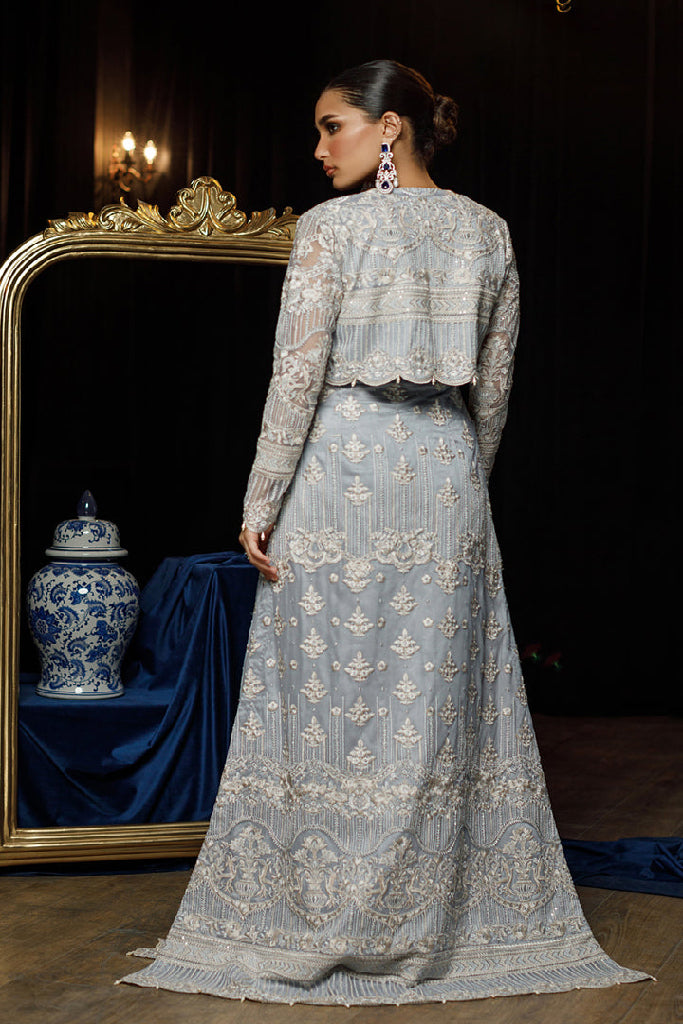 NET EMBROIDERED DRESS WITH CAPE Design Code: 8063