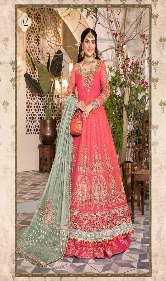 MBROIDERED - Pearl White, Peach and Aqua (BD-2408)