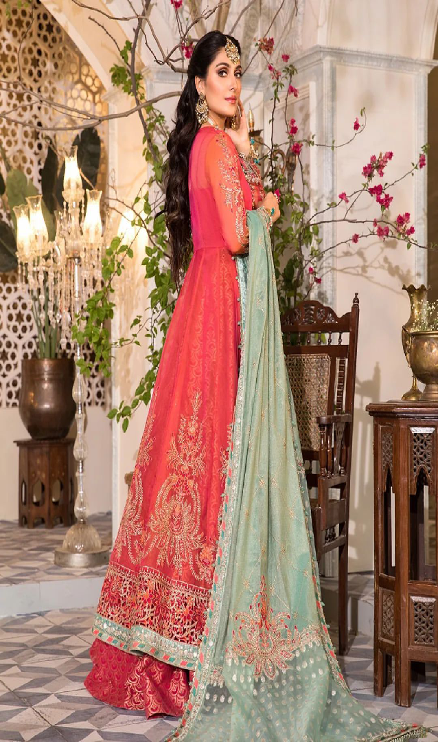 MBROIDERED - Pearl White, Peach and Aqua (BD-2408)