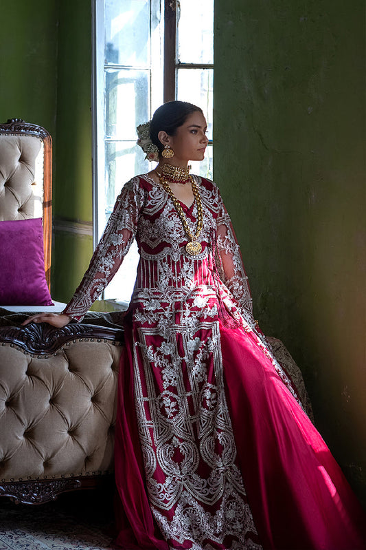 NET EMBROIDERED DRESS WITH LEHENGA Design Code: 7386