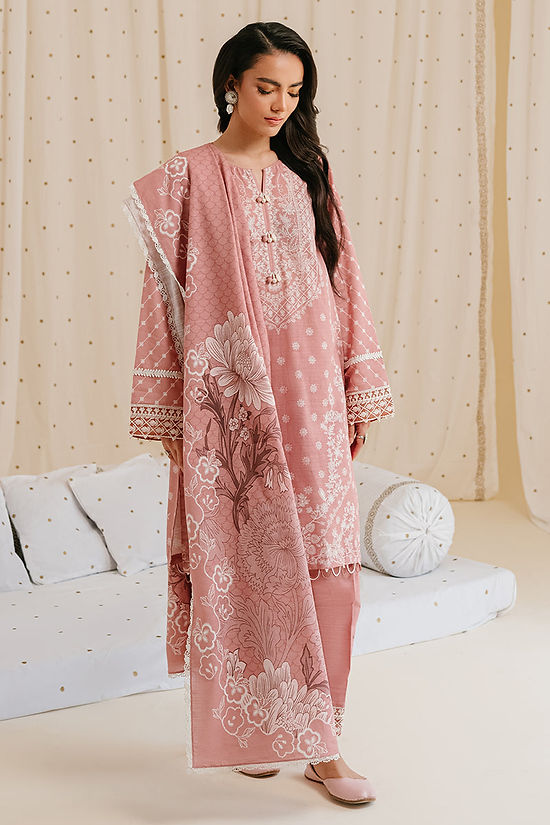 ASH ROSE-3PC KHADDAR PRINTED SUIT