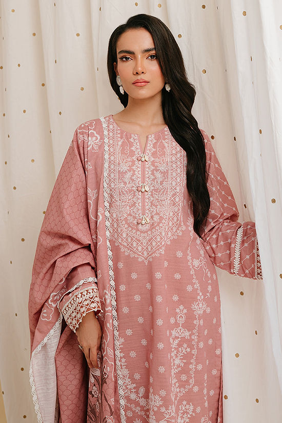 ASH ROSE-3PC KHADDAR PRINTED SUIT