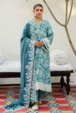 TEAL WATERS-3PC LINEN EMBROIDERED SUIT