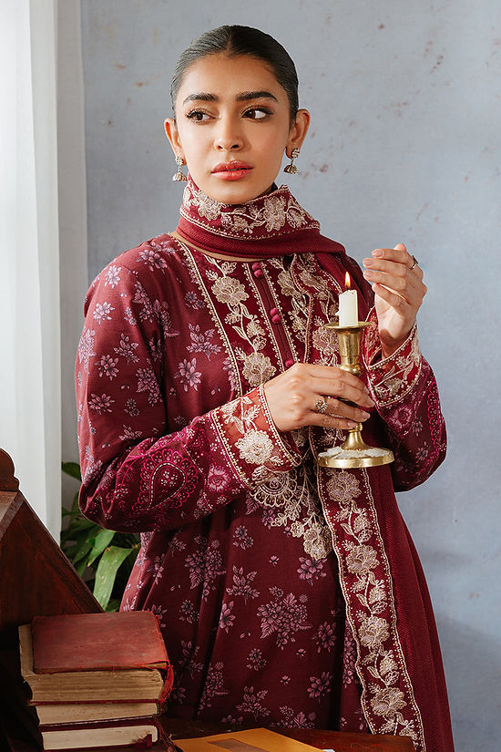 TANGO PLUM-3PC KHADDAR PRINTED SUIT