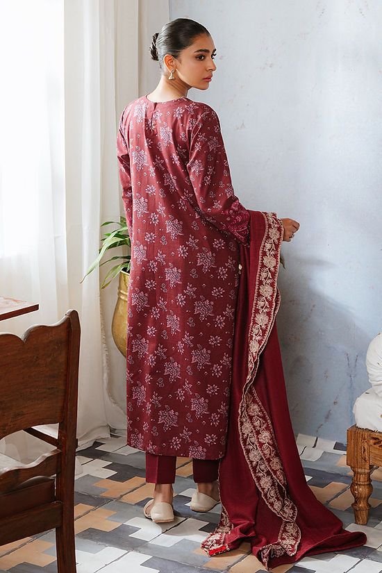 TANGO PLUM-3PC KHADDAR PRINTED SUIT
