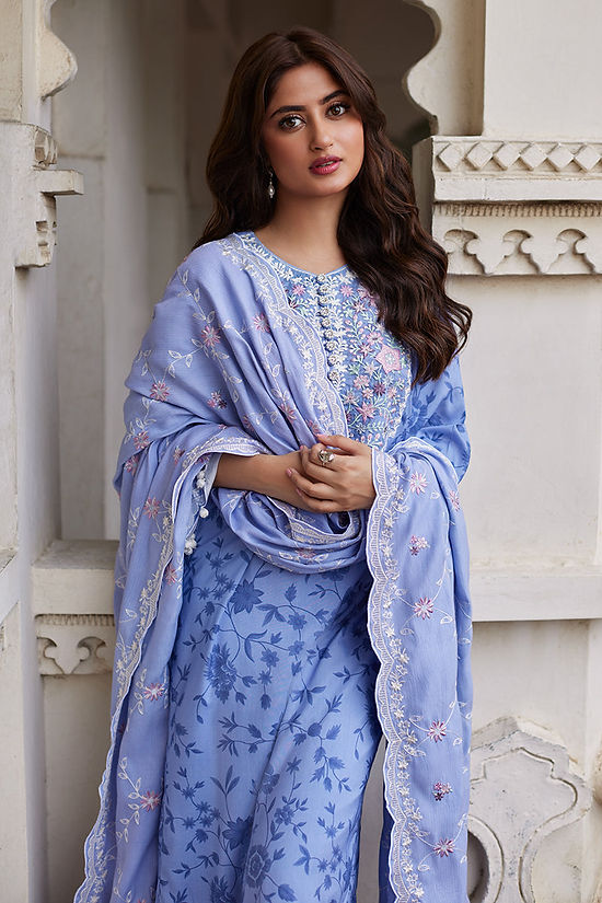 COSMIC SKY-3PC LINEN PRINTED SUIT