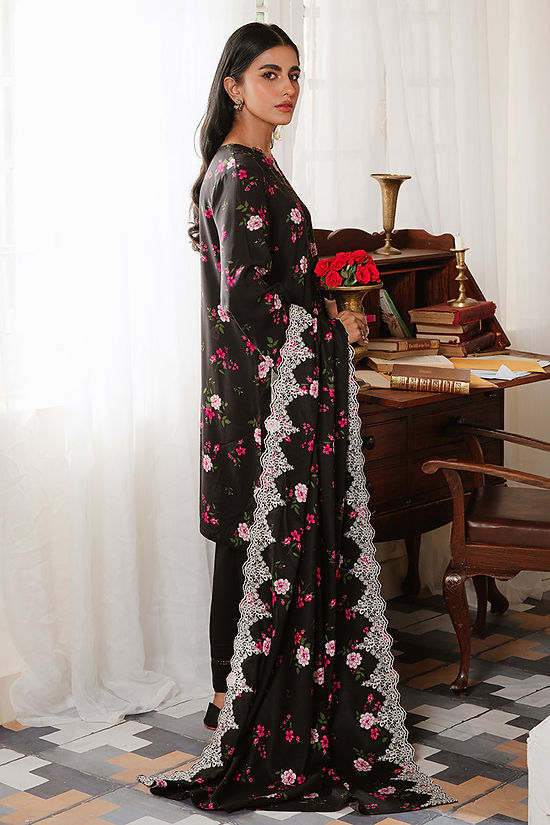 KAYLEN BLACK-3PC LINEN PRINTED SUIT