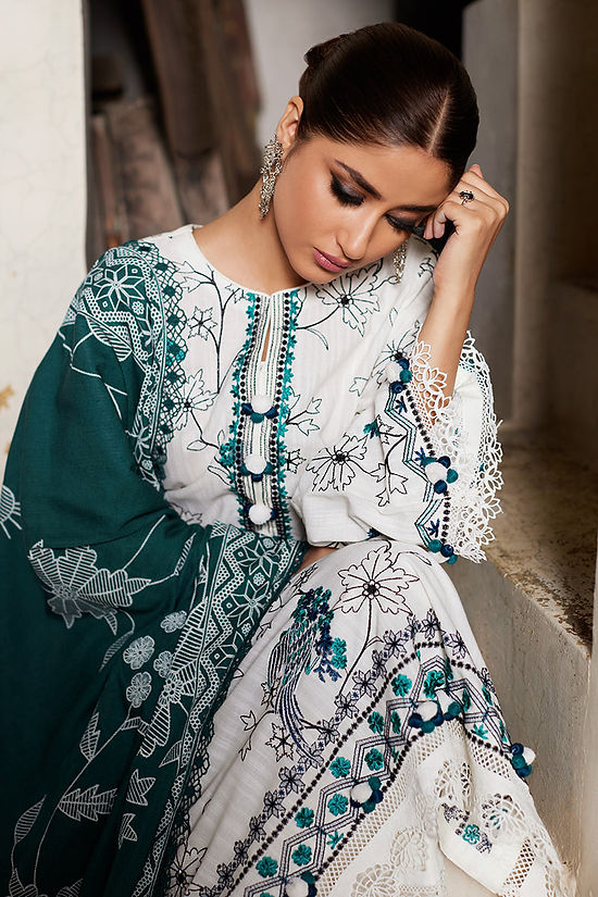 IVORY HARTLEY-3PC KHADDAR EMBROIDER