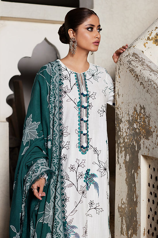 IVORY HARTLEY-3PC KHADDAR EMBROIDER