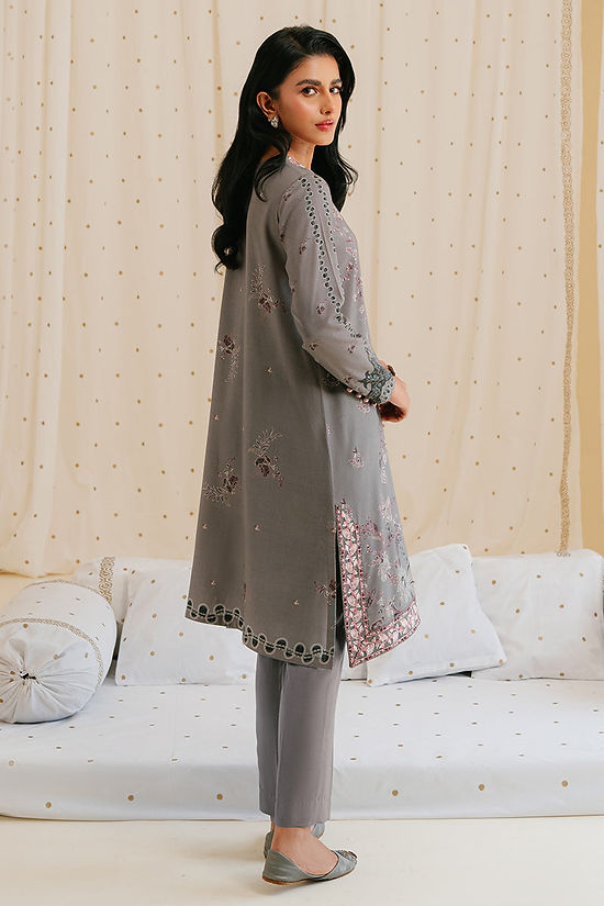 CHARCOAL DUST-2PC LINEN PRINTED SUIT