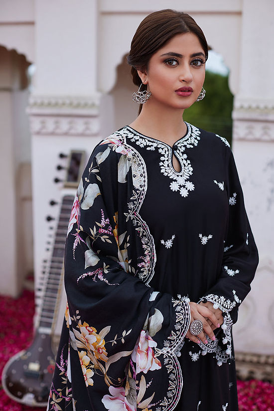 BLACK FOREST-3PC LINEN EMBROIDERED SUIT