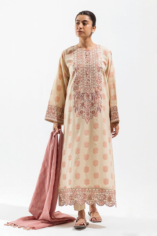 Rosy Orchid-Embroidered-3P-Jacquard