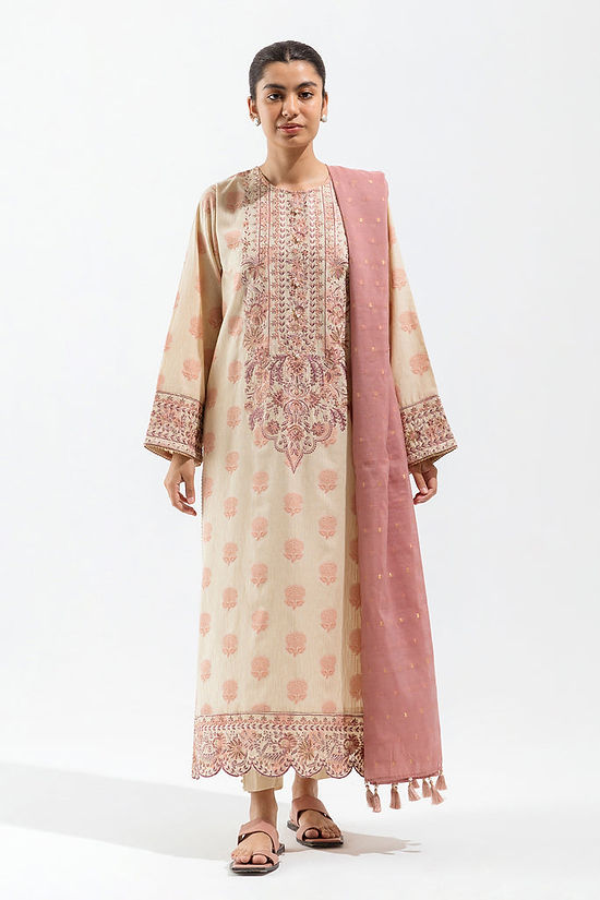 Rosy Orchid-Embroidered-3P-Jacquard