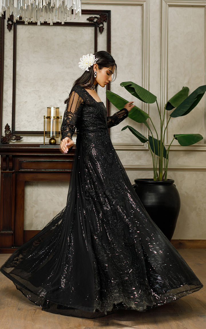 NET EMBROIDERED JACKET WITH SEQUINS MAXI