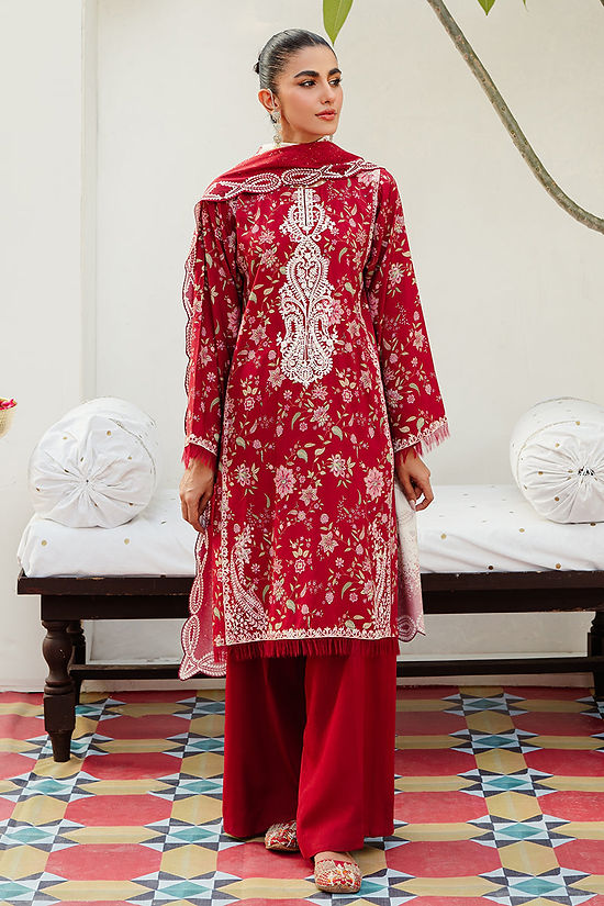 MISTY BLOOM-3PC LINEN PRINTED SUIT
