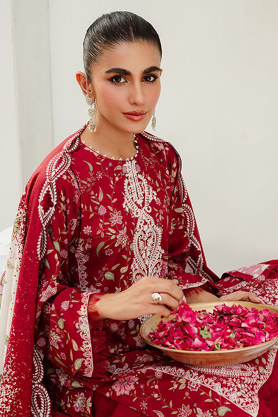 MISTY BLOOM-3PC LINEN PRINTED SUIT