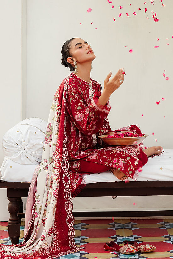 MISTY BLOOM-3PC LINEN PRINTED SUIT