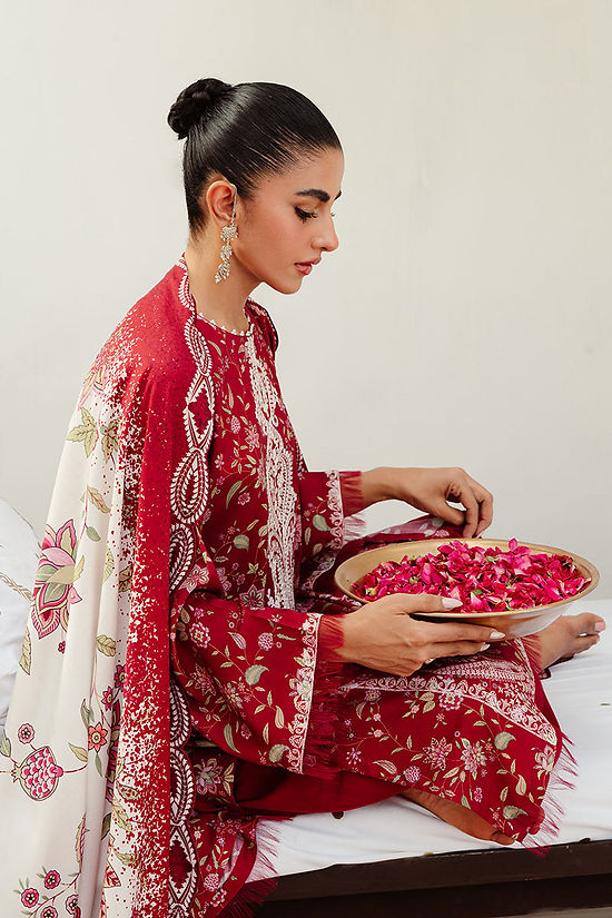 MISTY BLOOM-3PC LINEN PRINTED SUIT