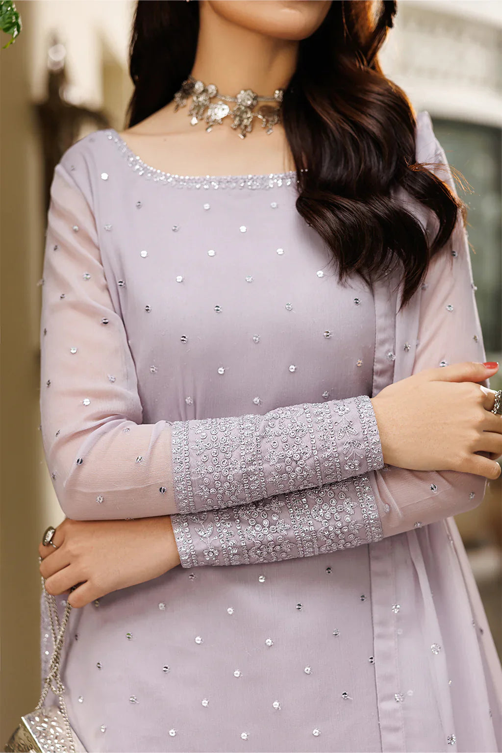 CC-100 EMBROIDERED CHIFFON