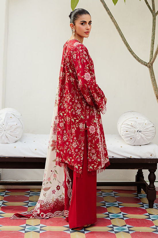 MISTY BLOOM-3PC LINEN PRINTED SUIT