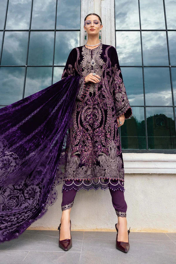 3 Piece Unstitched Embroidered Velvet Suit