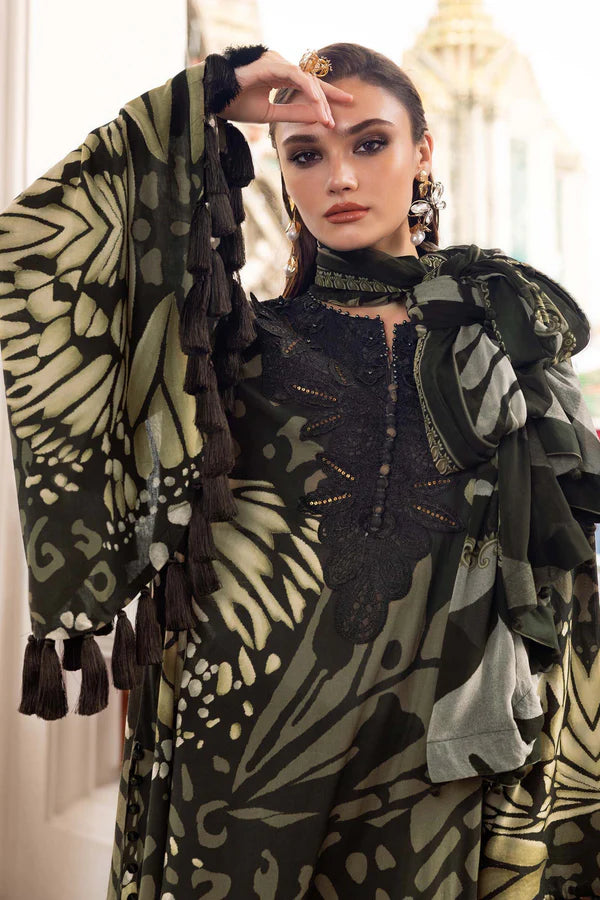 3 Piece Unstitched Embroidered Twill Linen Suit