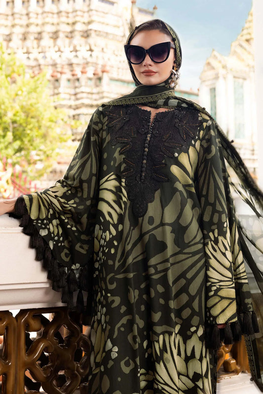 3 Piece Unstitched Embroidered Twill Linen Suit