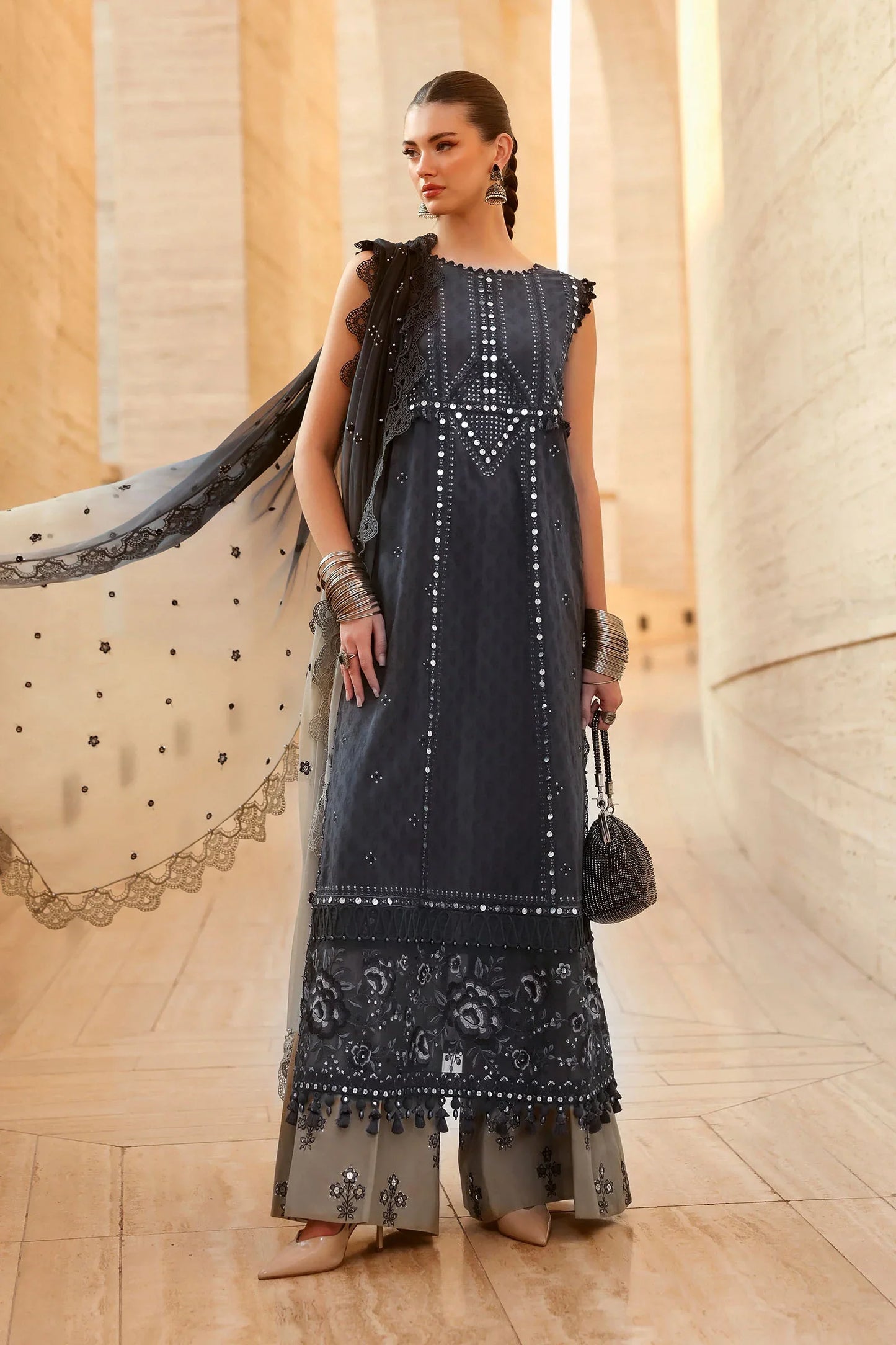 Embroidered Jacquard Lawn Suit