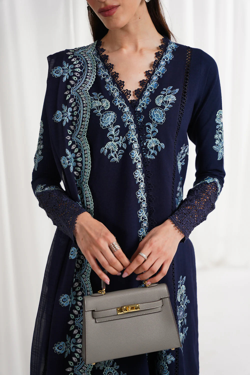 NAVY BLUE LUXURY EMBROIDERED 3PCS SET NPA3-25417 (EID 2025 READY TO WEAR)