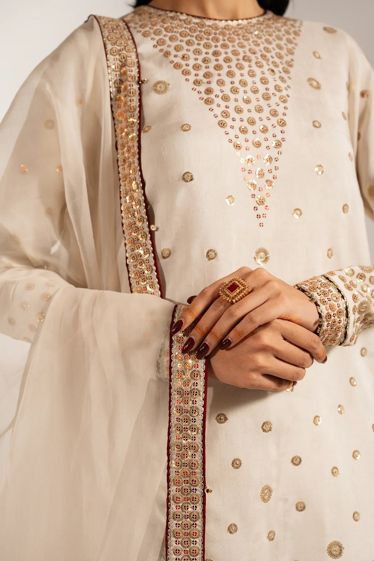 EMBROIDERED RAW SILK UR-7053