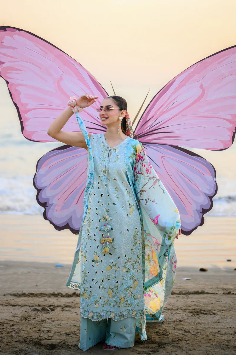 PASTEL AQUA BLUE LUXURY EMBROIDERED LUXURY LAWN SET (NEL-26606)