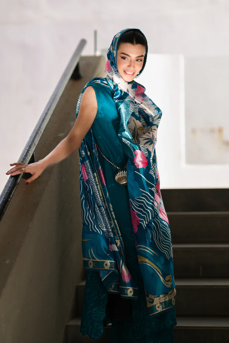 DEEP TURQUOISE LUXURY EMBROIDERED LAWN (NEL-26609)