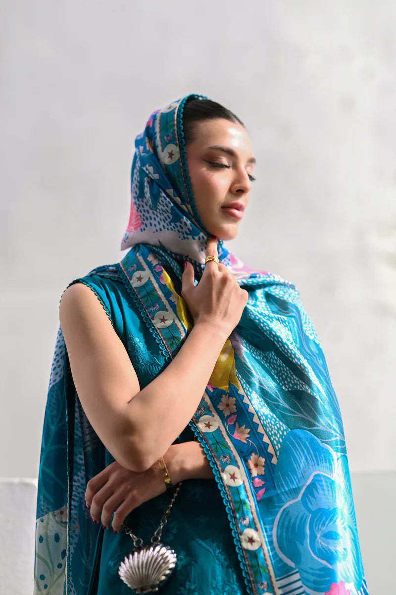 DEEP TURQUOISE LUXURY EMBROIDERED LAWN (NEL-26609)