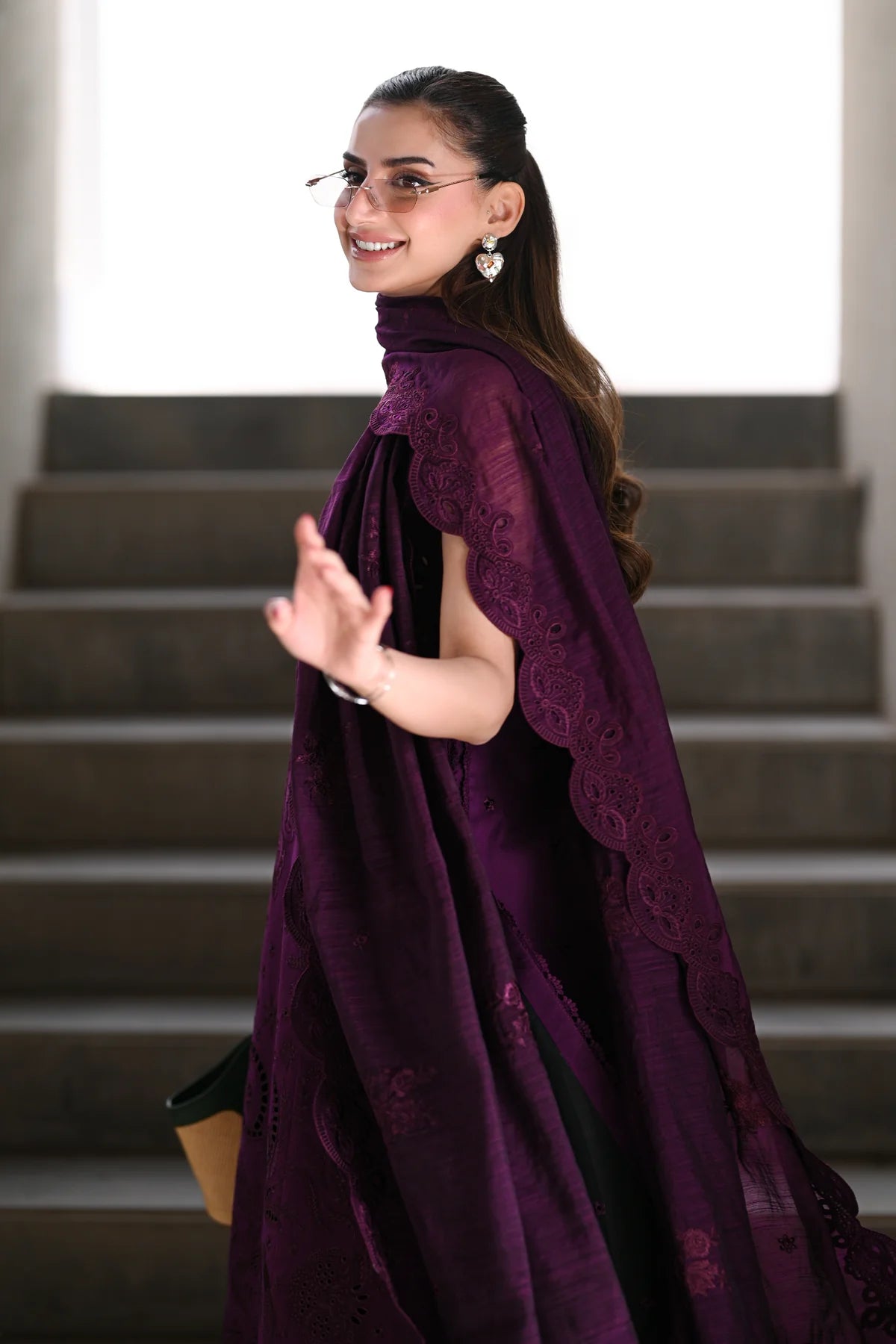 DEEP PLUM LUXURY EMBROIDERED LAWN (NEL-26613)