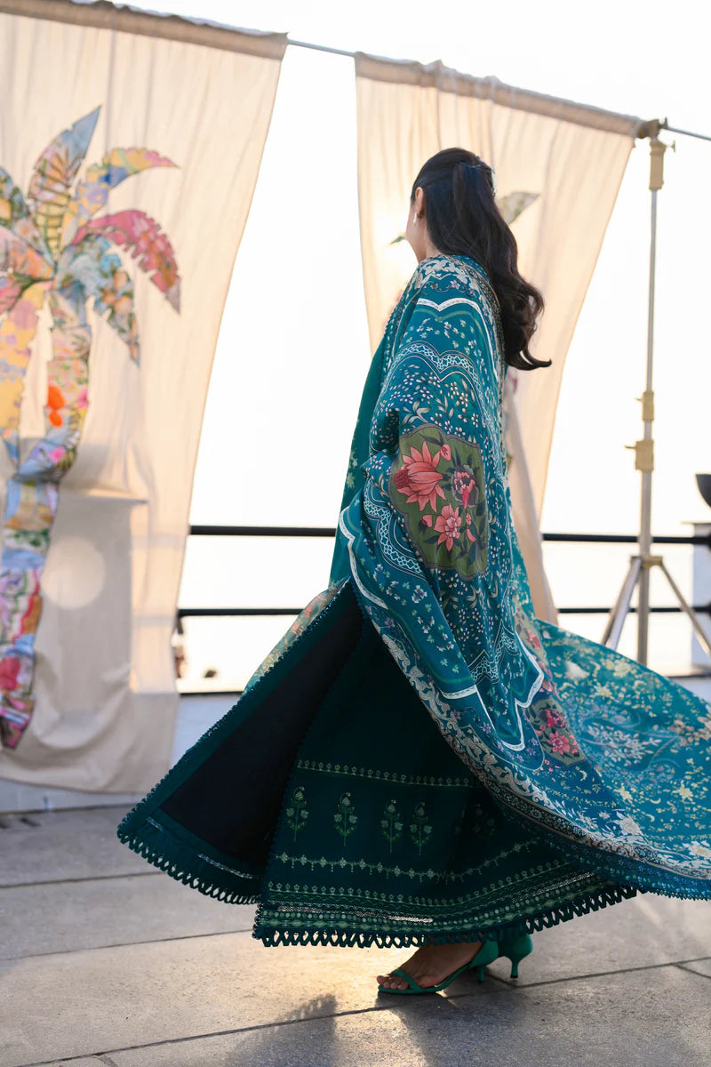 EMERALD GREEN LUXURY EMBROIDERED LAWN (NEL-26603)