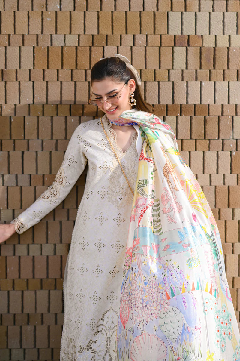 IVORY LUXURY EMBROIDERED LAWN SET (NEL-26604)