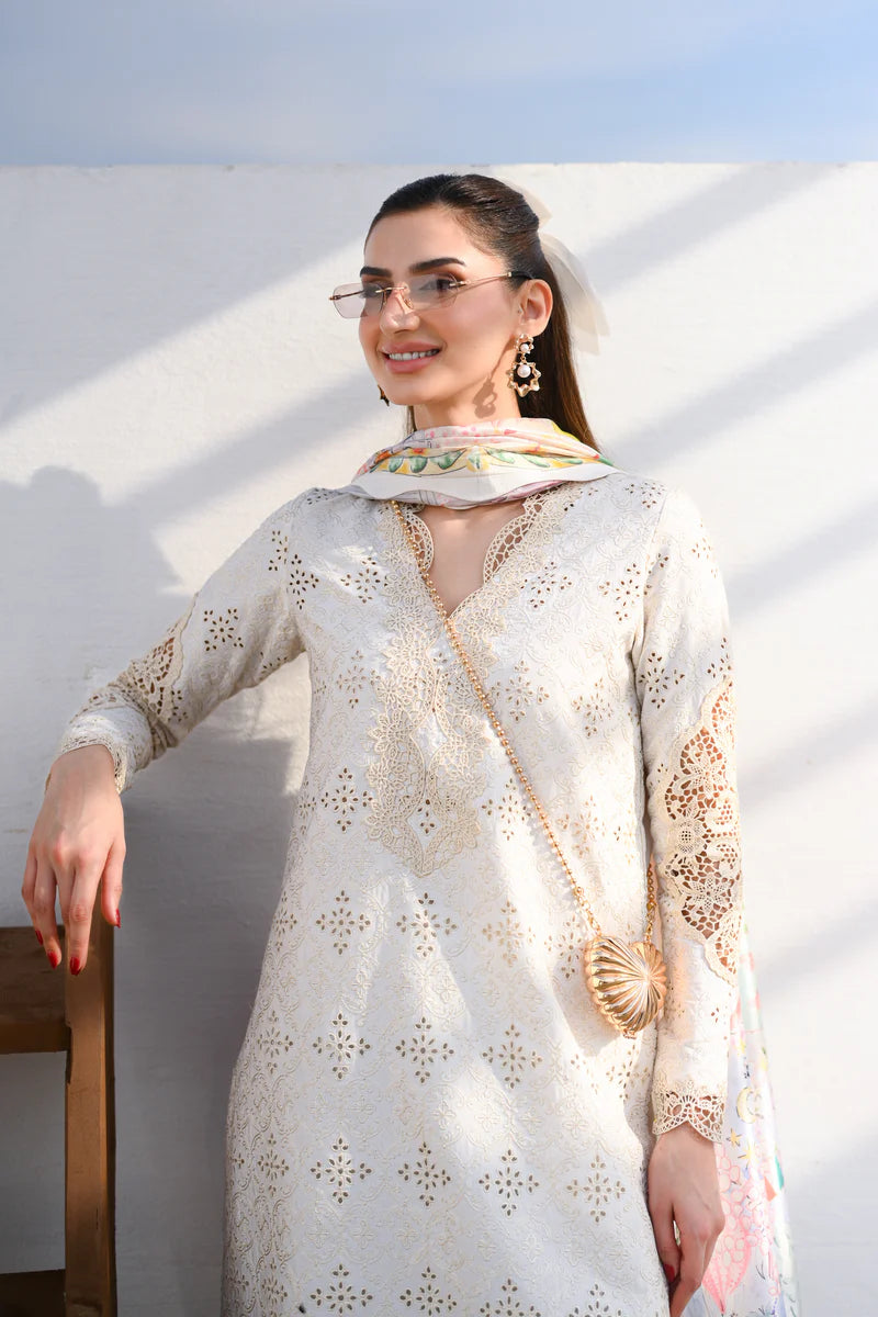 IVORY LUXURY EMBROIDERED LAWN SET (NEL-26604)