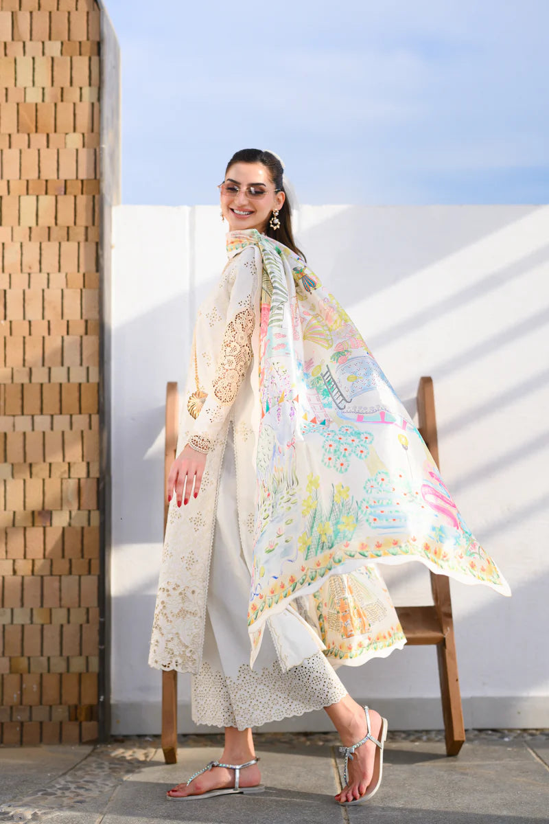 IVORY LUXURY EMBROIDERED LAWN SET (NEL-26604)