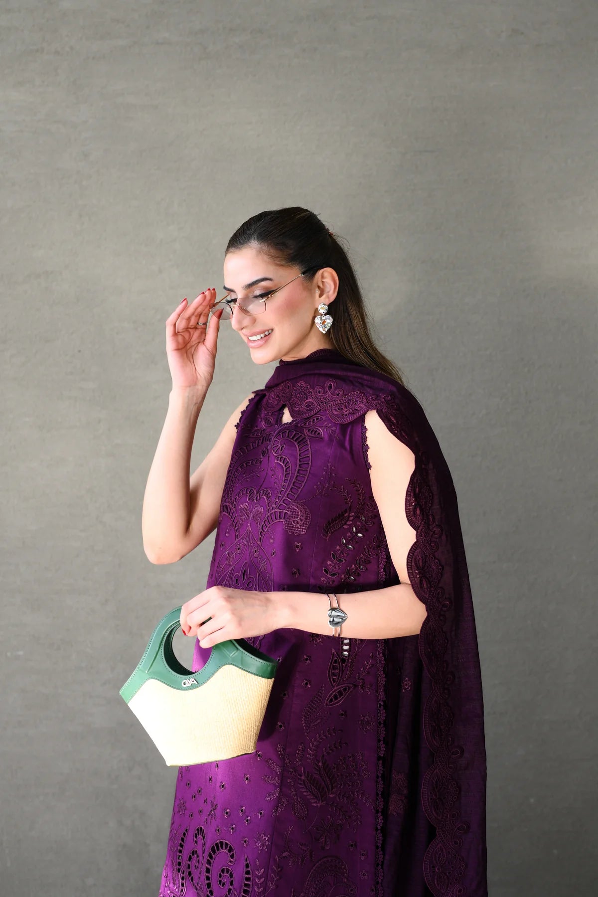 DEEP PLUM LUXURY EMBROIDERED LAWN (NEL-26613)